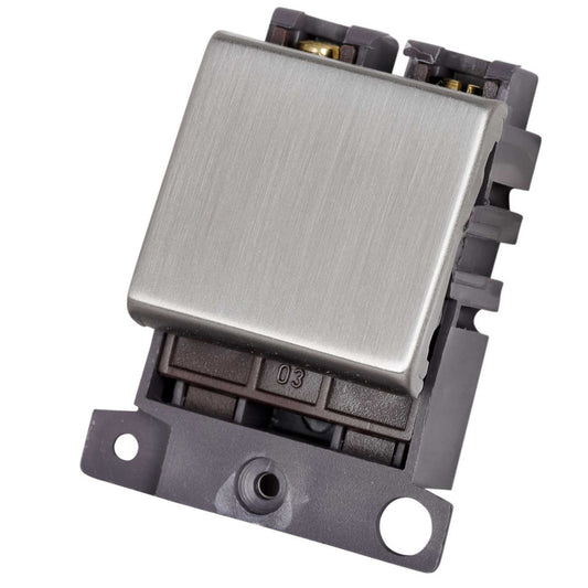 Scolmore Click Mini Grid 20A Double Pole Switch Module Stainless Steel