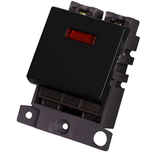 Scolmore Click Mini Grid 20A double Pole Switch Module with Neon Black