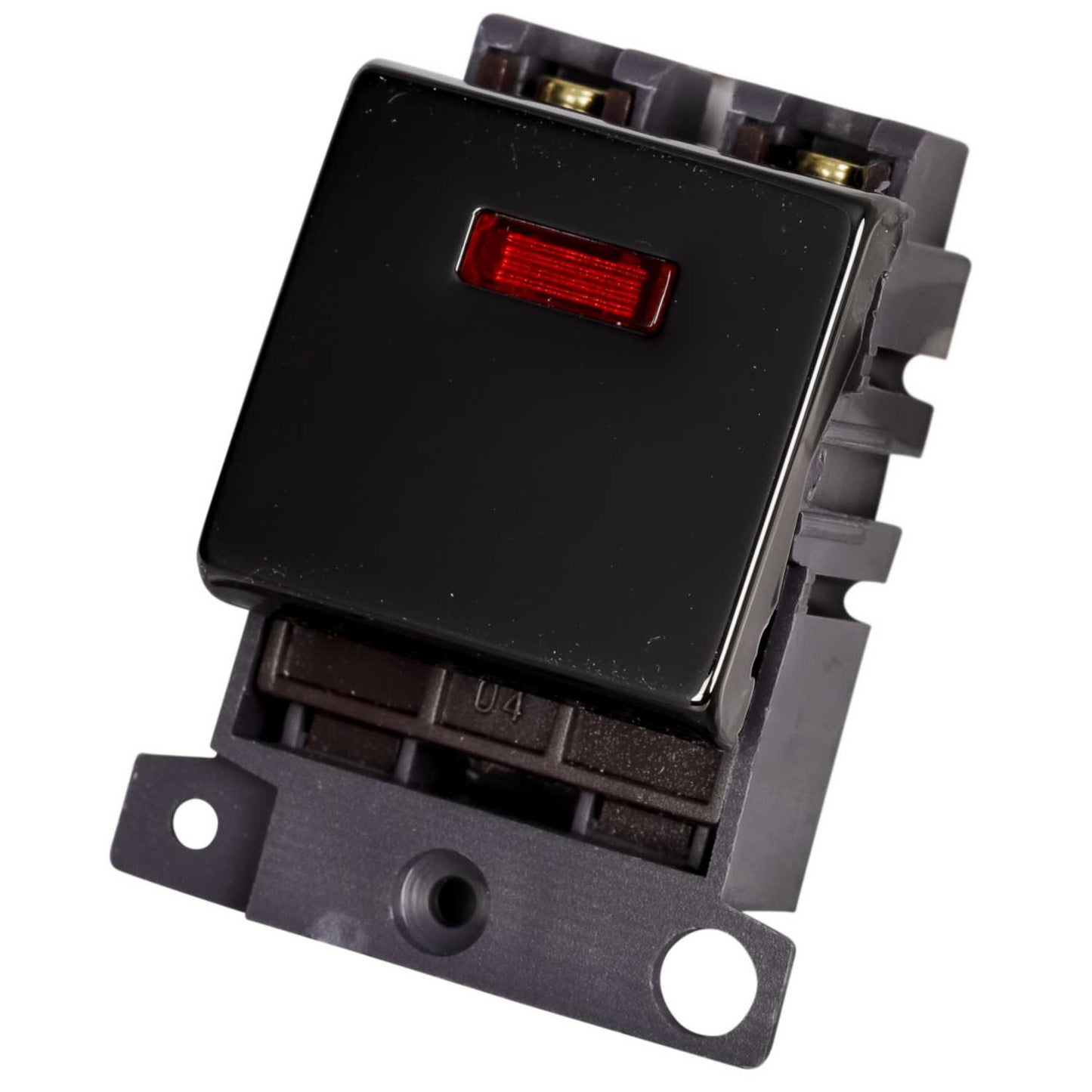 Scolmore Click Mini Grid 20A Double Pole Switch Module with Neon Black Nickel