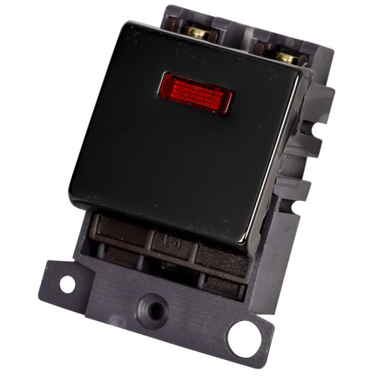 Scolmore Click Mini Grid 20A Double Pole Switch Module with Neon Black Nickel