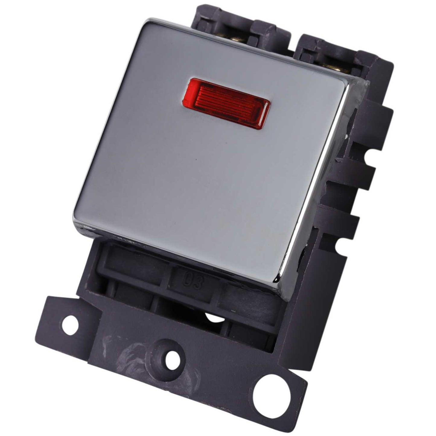 Scolmore Click Mini Grid 20A Double Pole Switch Module with Neon Polished Chrome