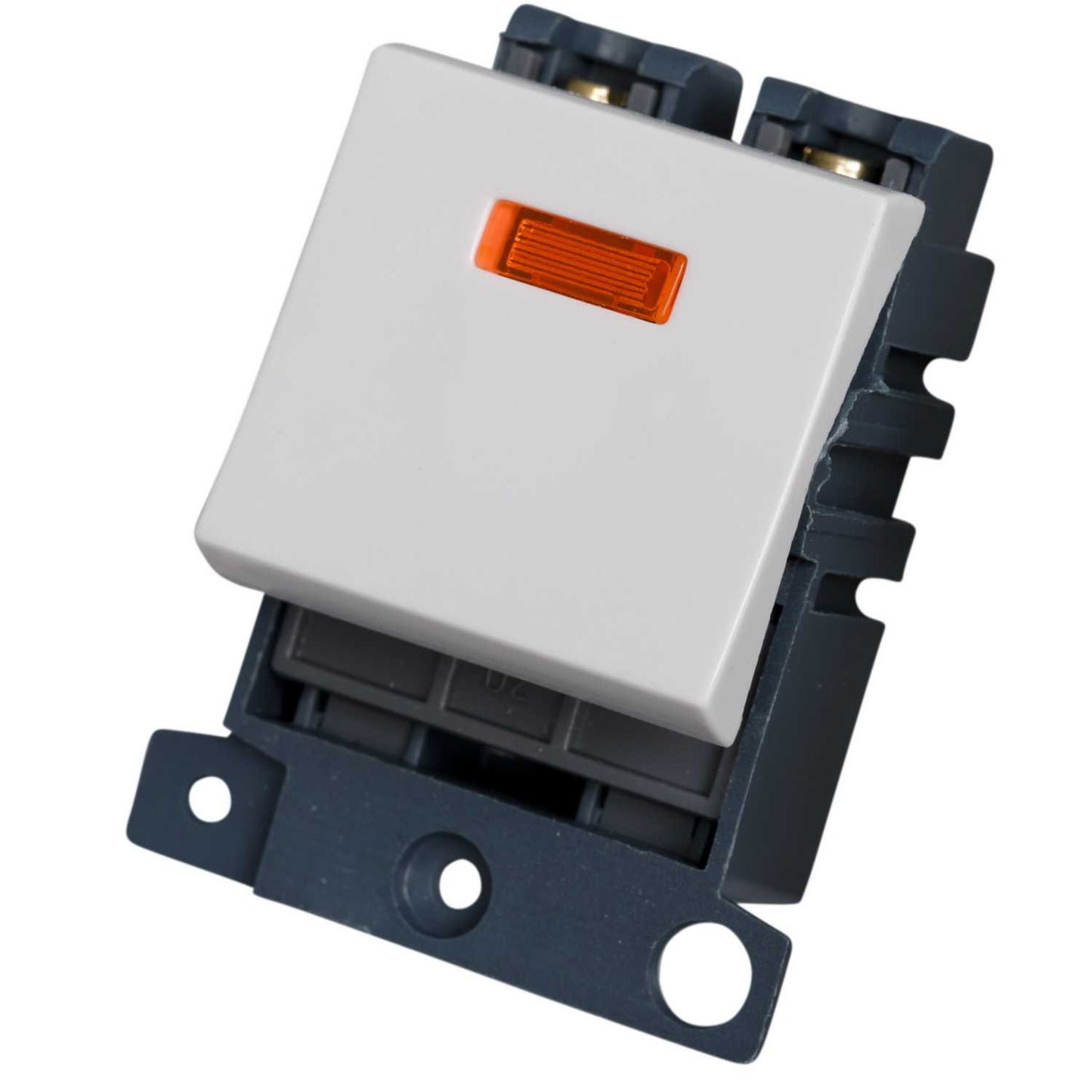Scolmore Click Mini Grid 20A Double Pole Switch Module with Neon Polar White