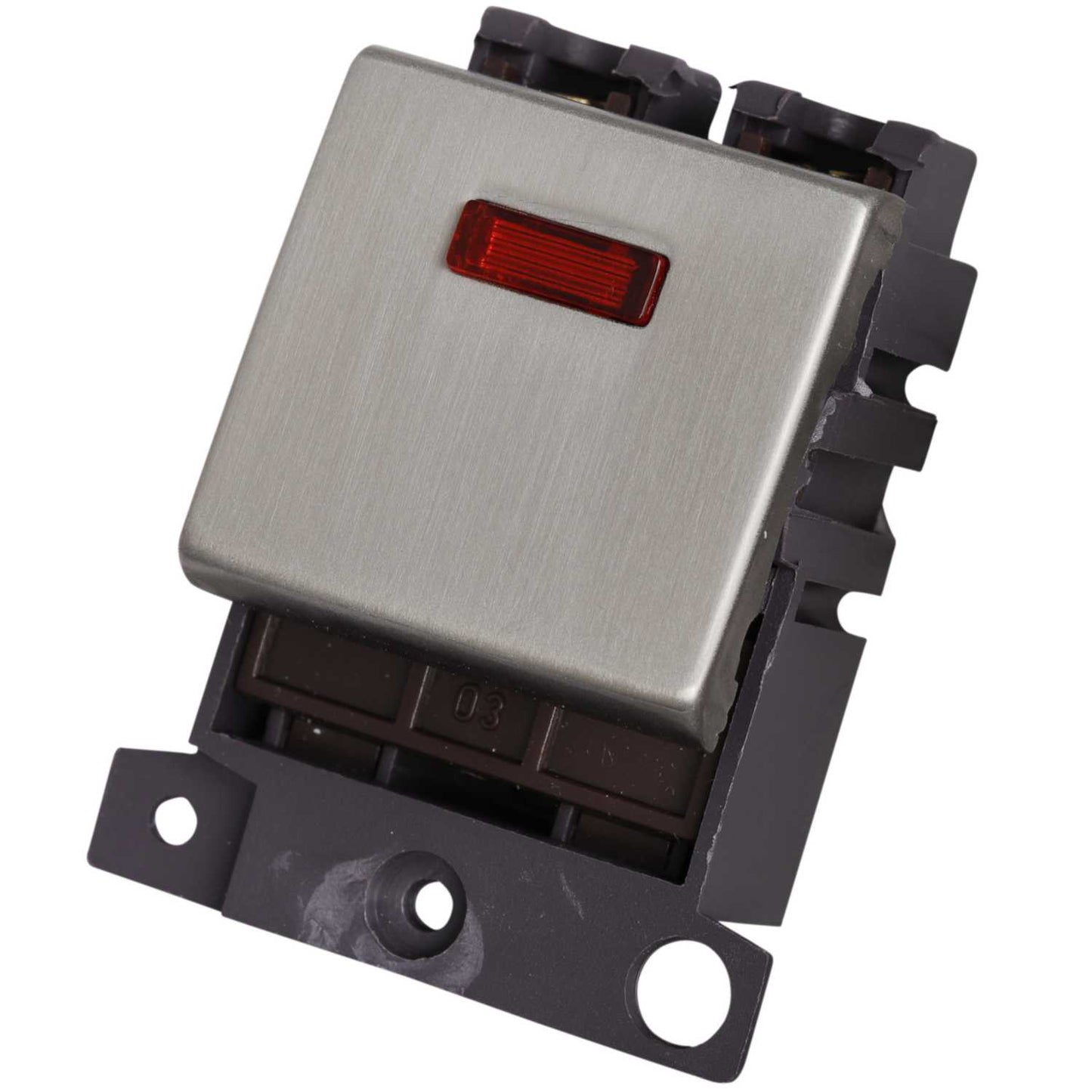 Scolmore Click Mini Grid 20A Double Pole Switch Module with Neon Stainless Steel