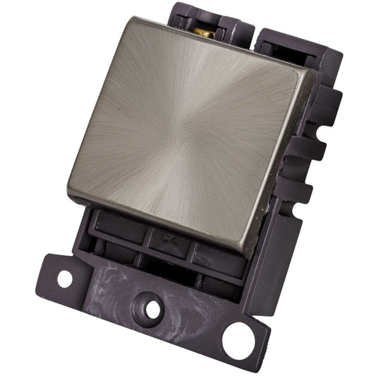 Scolmore Click Mini Grid 20A 2 Way Switch Module Brushed Steel