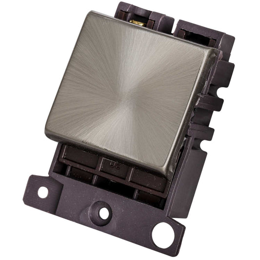 Scolmore Click Mini Grid 20A 2 Way Switch Module Satin Chrome