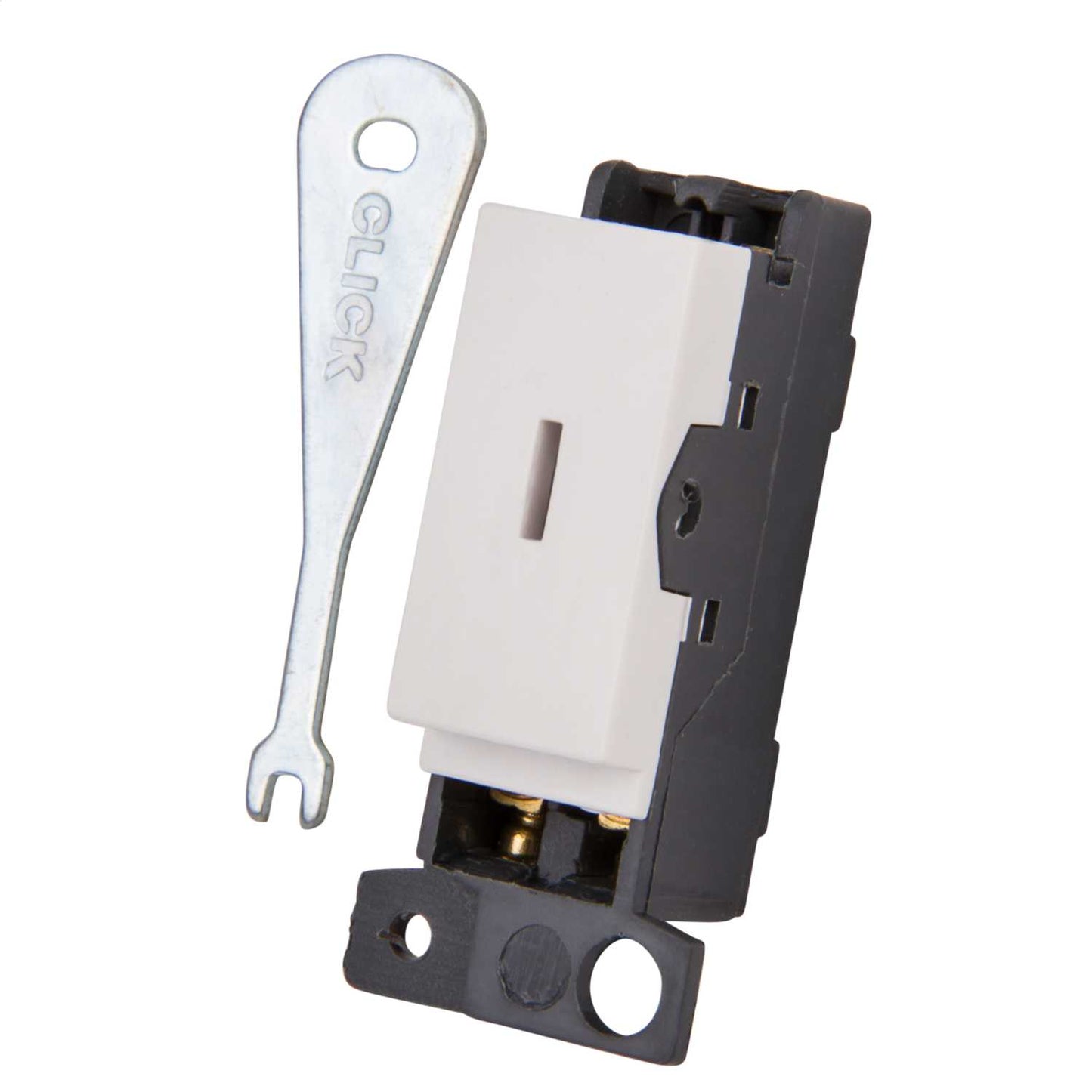 Scolmore Click Mini Grid 13A Double Pole Key Switch Module Polar White