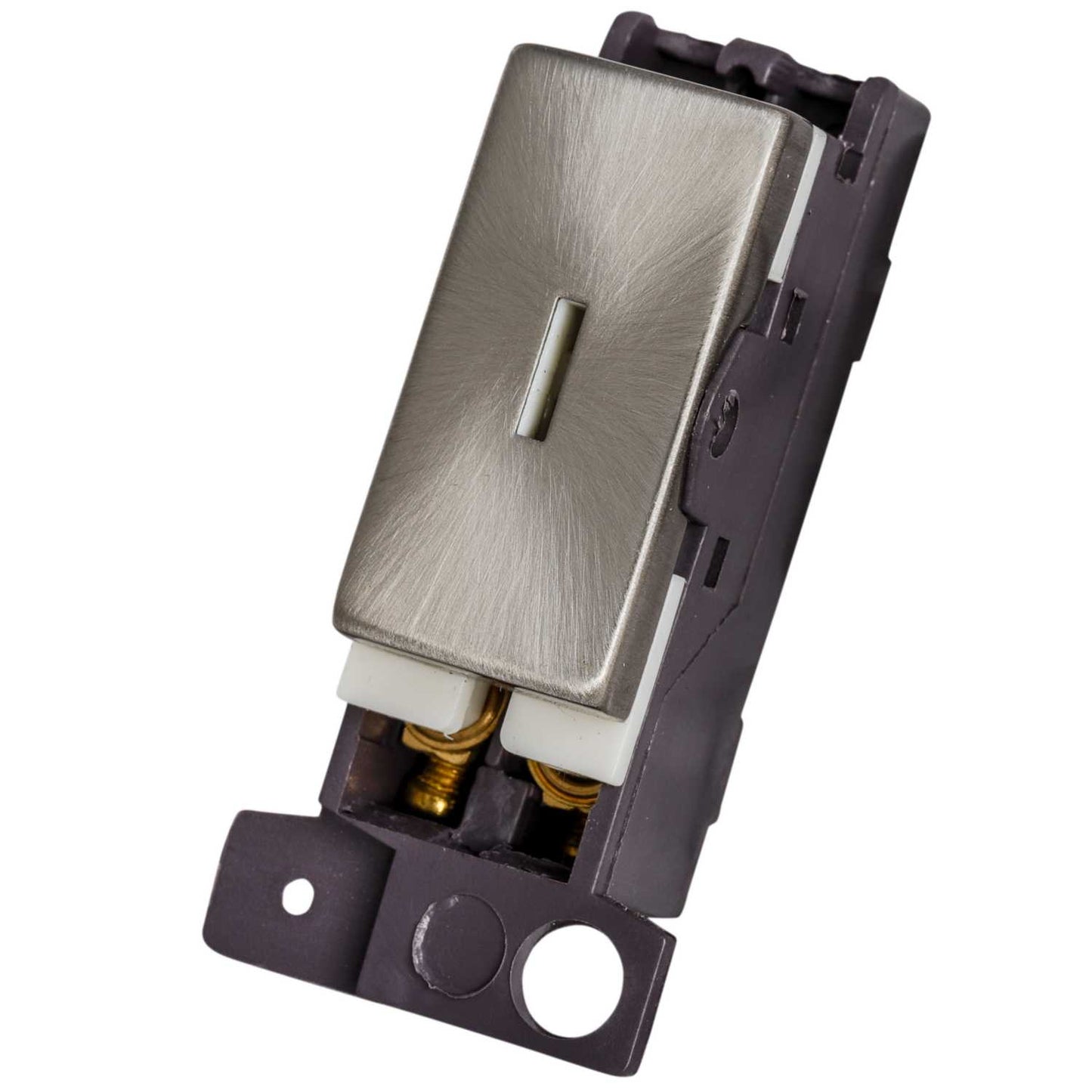 Scolmore Click Mini Grid 13A Double Pole Key Switch Module Satin Chrome