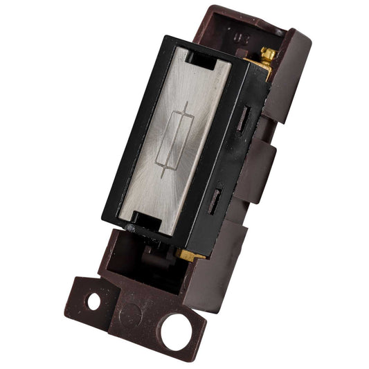 Scolmore Click Mini Grid 13A Fuse Unit Black Insert Brushed Steel