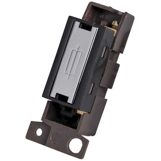 Scolmore Click Mini Grid 13A Fuse Unit Black Insert Polished Chrome