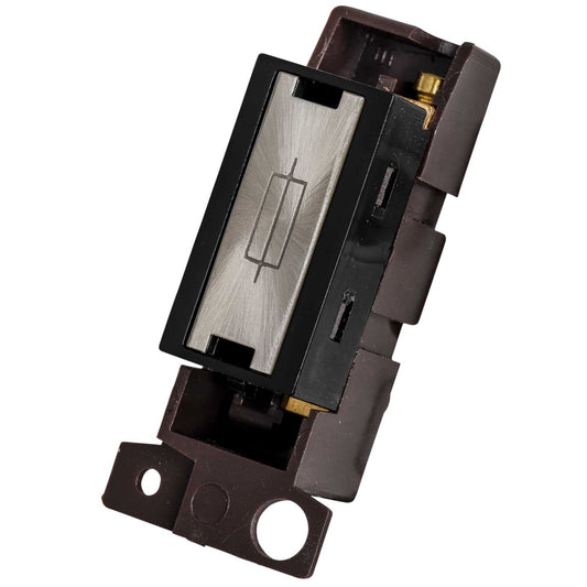 Scolmore Click Mini Grid 13A Fuse Unit Black Insert Satin Chrome