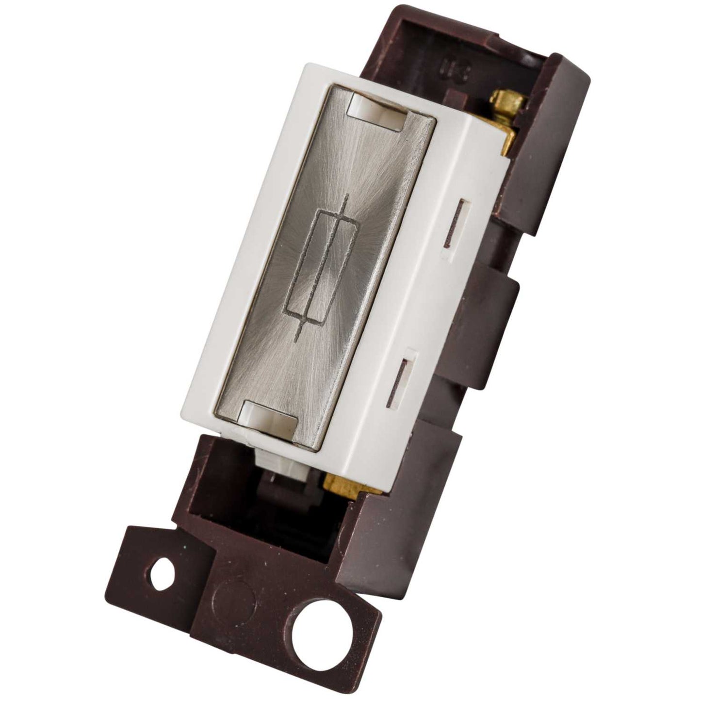 Scolmore Click Mini Grid 13A Fuse Unit White Insert Brushed Steel