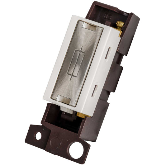 Scolmore Click Mini Grid 13A Fuse Unit White Insert Brushed Steel