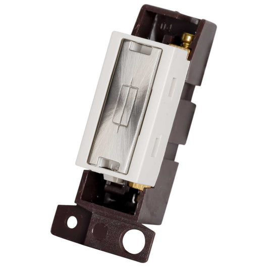 Scolmore Click Mini Grid 13A Fuse Unit White Insert Satin Chrome