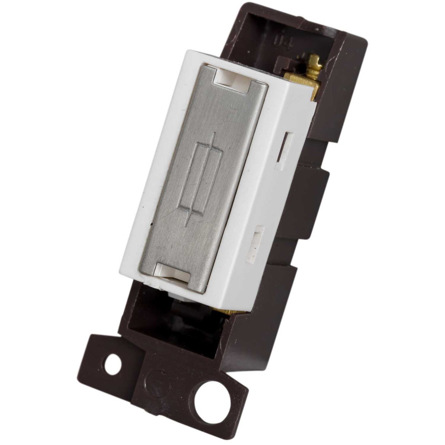 Scolmore Click Mini Grid 13A Fuse Unit White Insert Stainless Steel