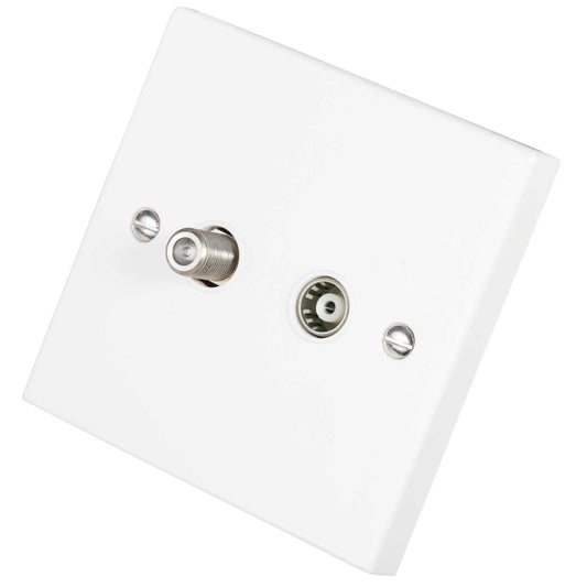 Scolmore Click Polar 1 Gang Isolated Satellite and Coaxial Socket White