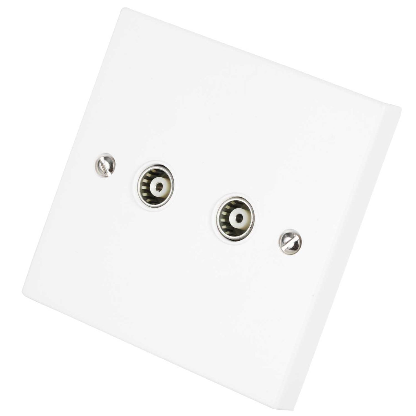 Scolmore Click Polar 1 Gang Twin Isolated Coaxial Socket White
