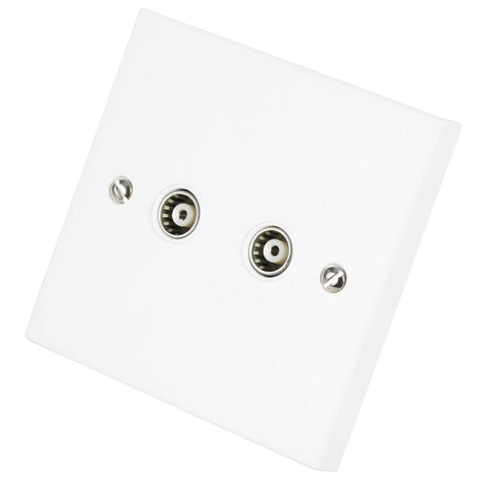 Scolmore Click Polar 1 Gang Twin Isolated Coaxial Socket White