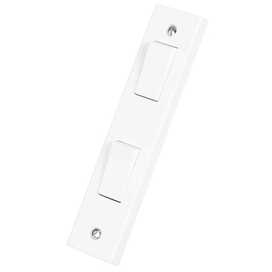 Scolmore Click Polar 10A 2 Gang 2 Way Architrave Switch White