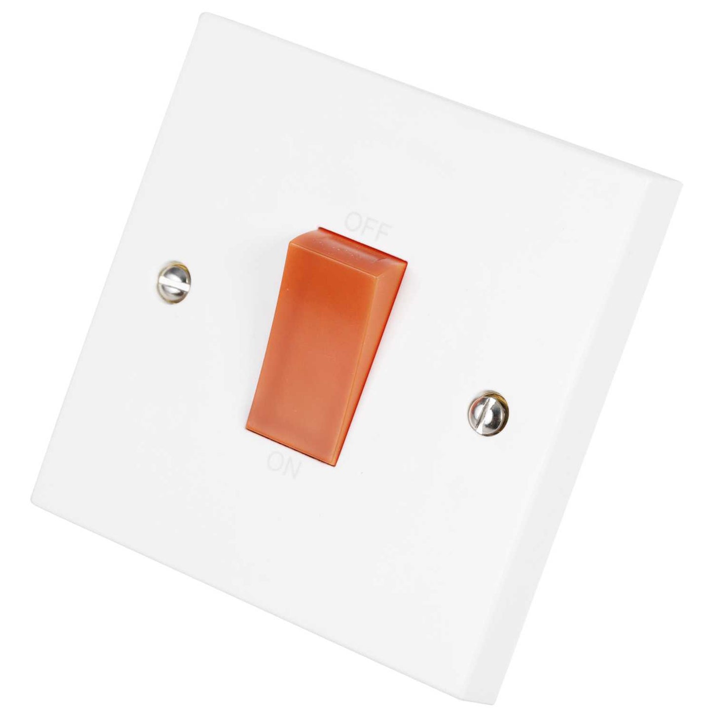 Scolmore Click Polar 45A DP 1 Gang Switch with Red Rocker White