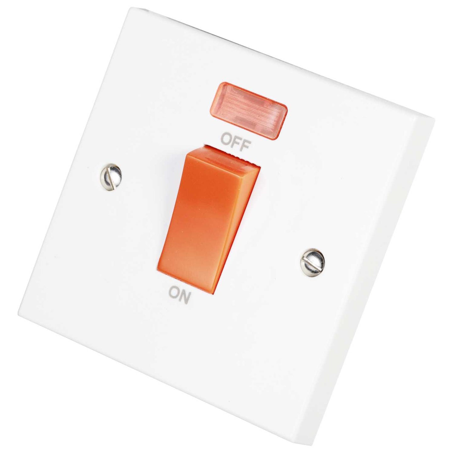 Scolmore Click Polar 45A DP 1 Gang Switch with Neon and Red Rocker White