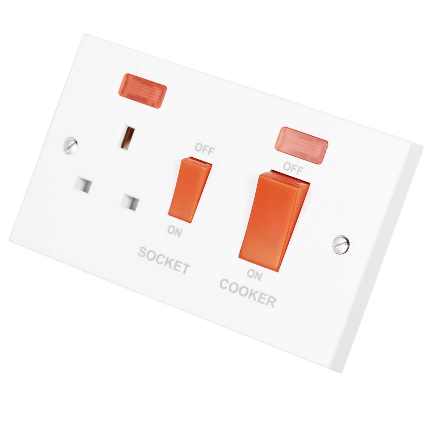 Scolmore Click Polar 45A DP Cooker Control Unit with Neon and Red Rocker White