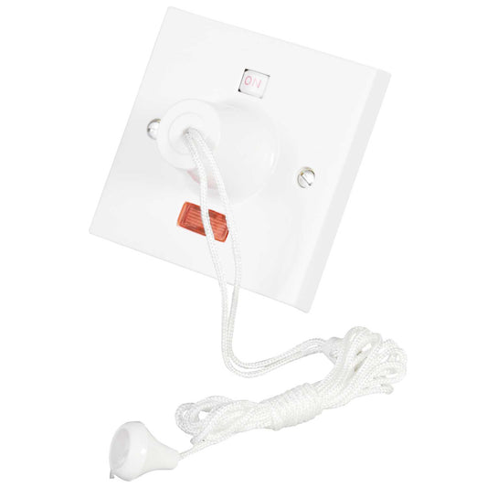 Scolmore Click Polar 50A DP Ceiling Pull Cord Switch with Neon White