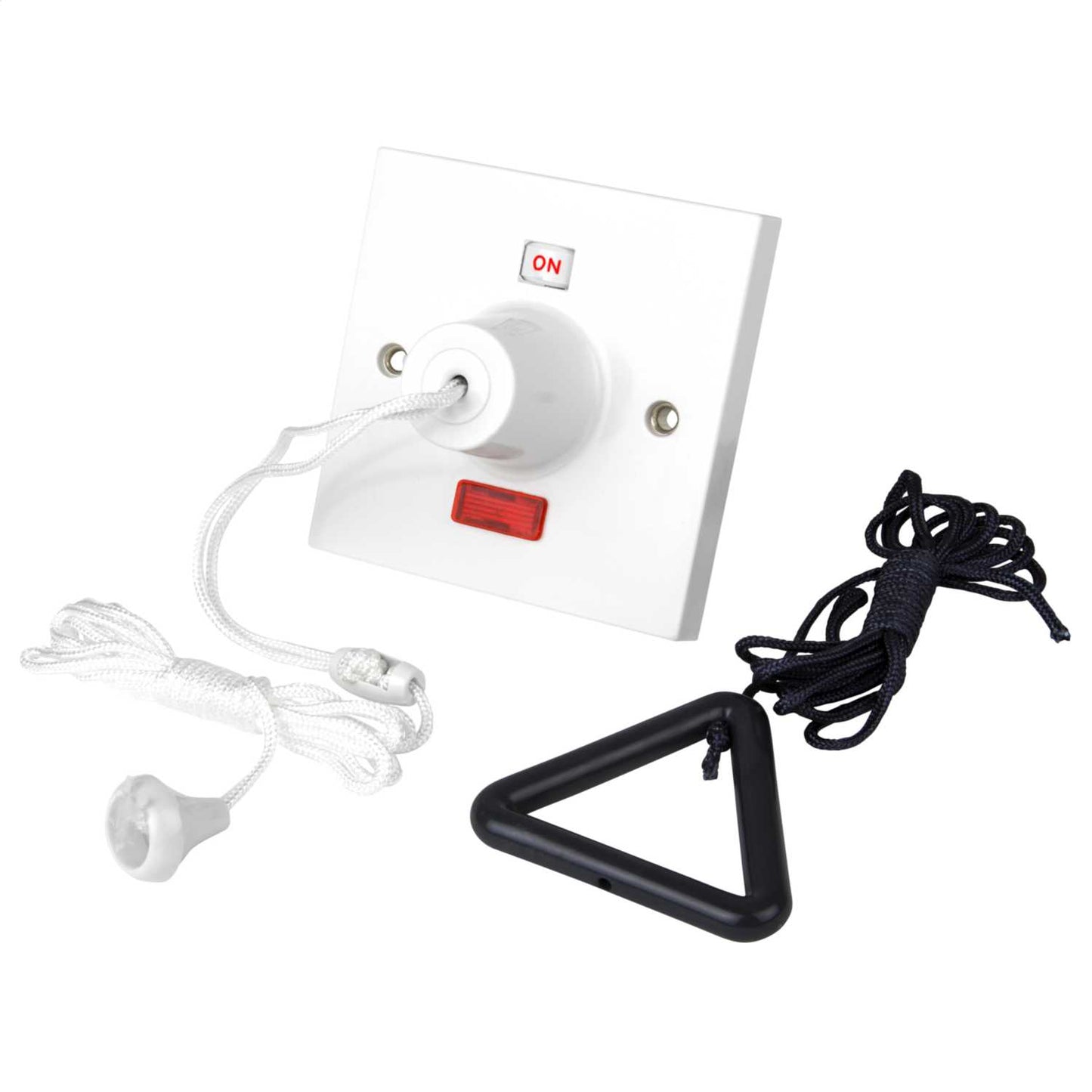 Scolmore Click Part M 50A DP Ceiling Pull Cord Switch with Neon and Black Cord White