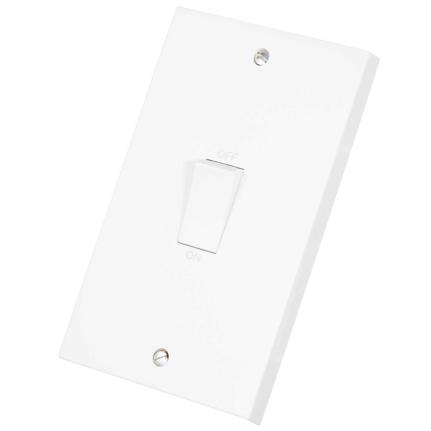 Scolmore Click Polar 45A DP 2 Gang Vertical Switch with White Rocker White