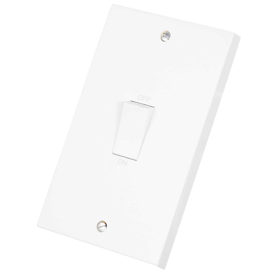 Scolmore Click Polar 45A DP 2 Gang Vertical Switch with White Rocker White