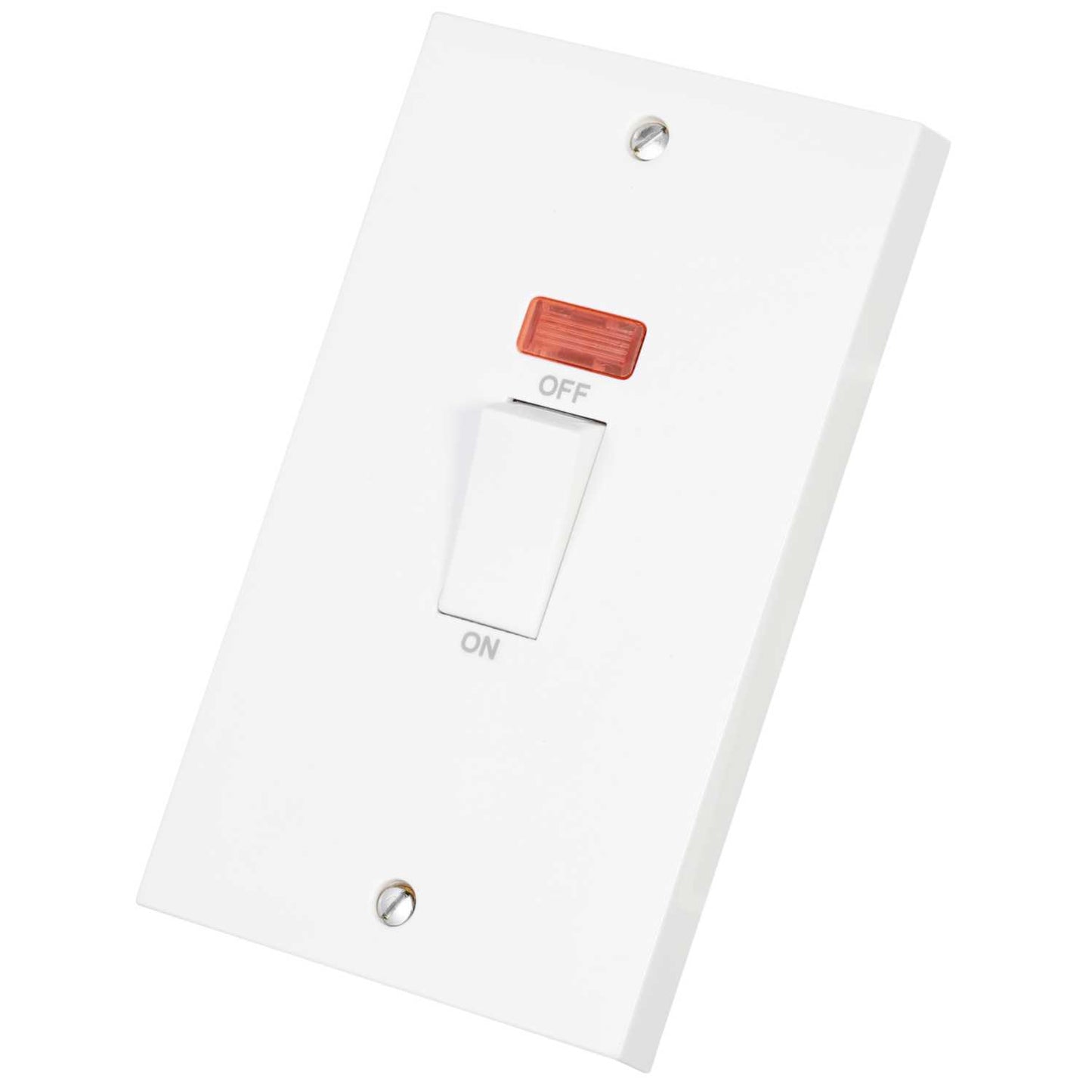 Scolmore Click Polar 45A DP 2 Gang Vertical Switch with Neon White