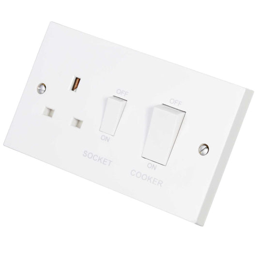Scolmore Click Polar 45A DP Cooker Control Unit with White Rocker White