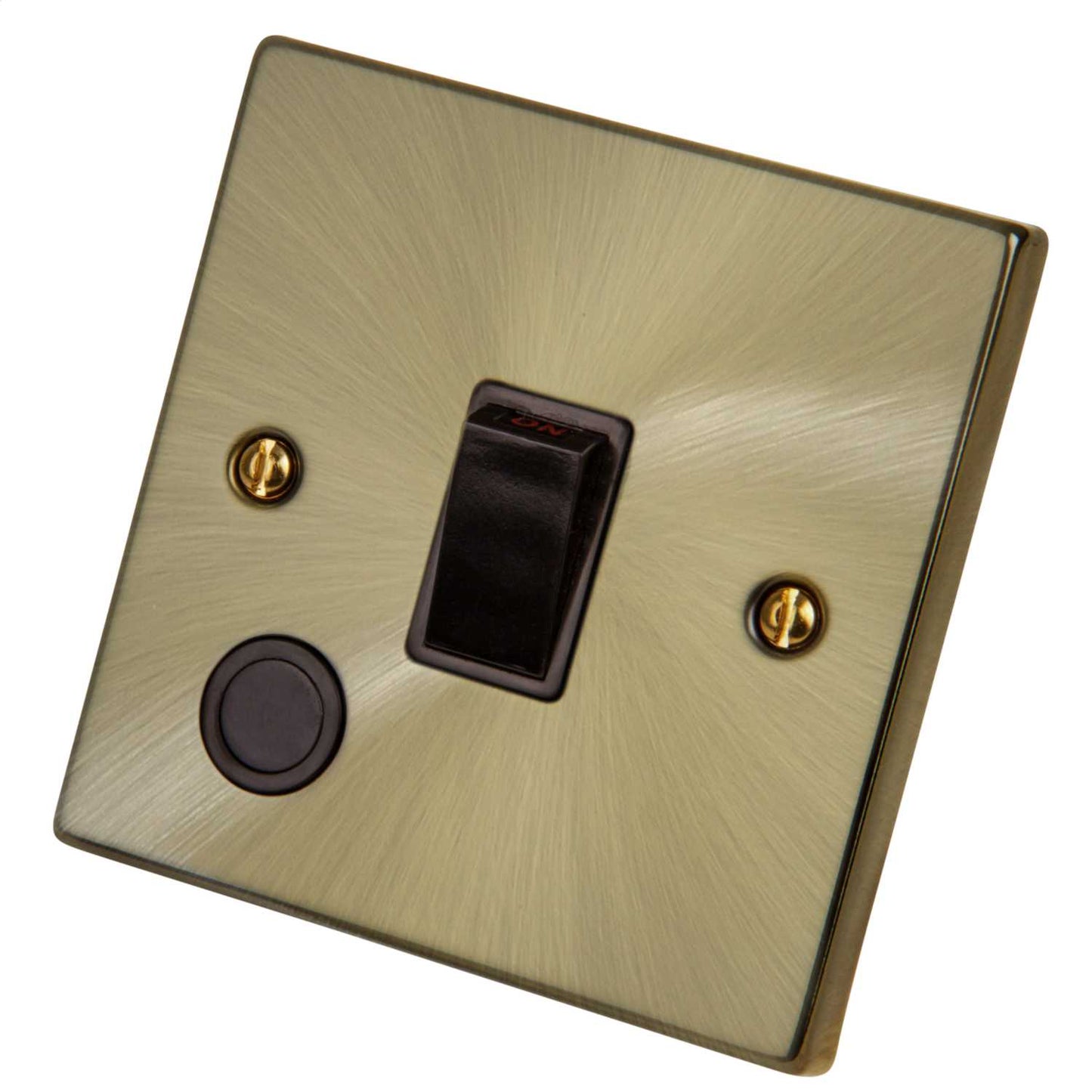 Scolmore Click Deco 20A DP Switch with Flex Outlet Black Insert Antique Brass