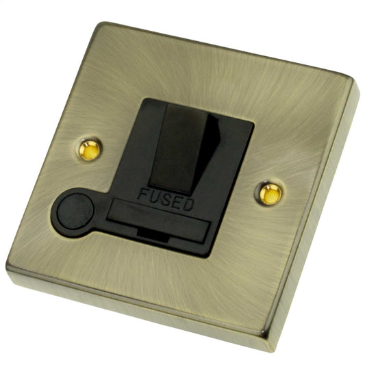Scolmore Click Deco 13A Switched Fused Spur with Flex Outlet Black Insert Antique Brass