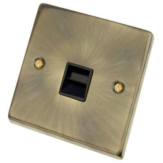 Scolmore Click Deco 1 Gang Secondary Telephone Socket Black Insert Antique Brass