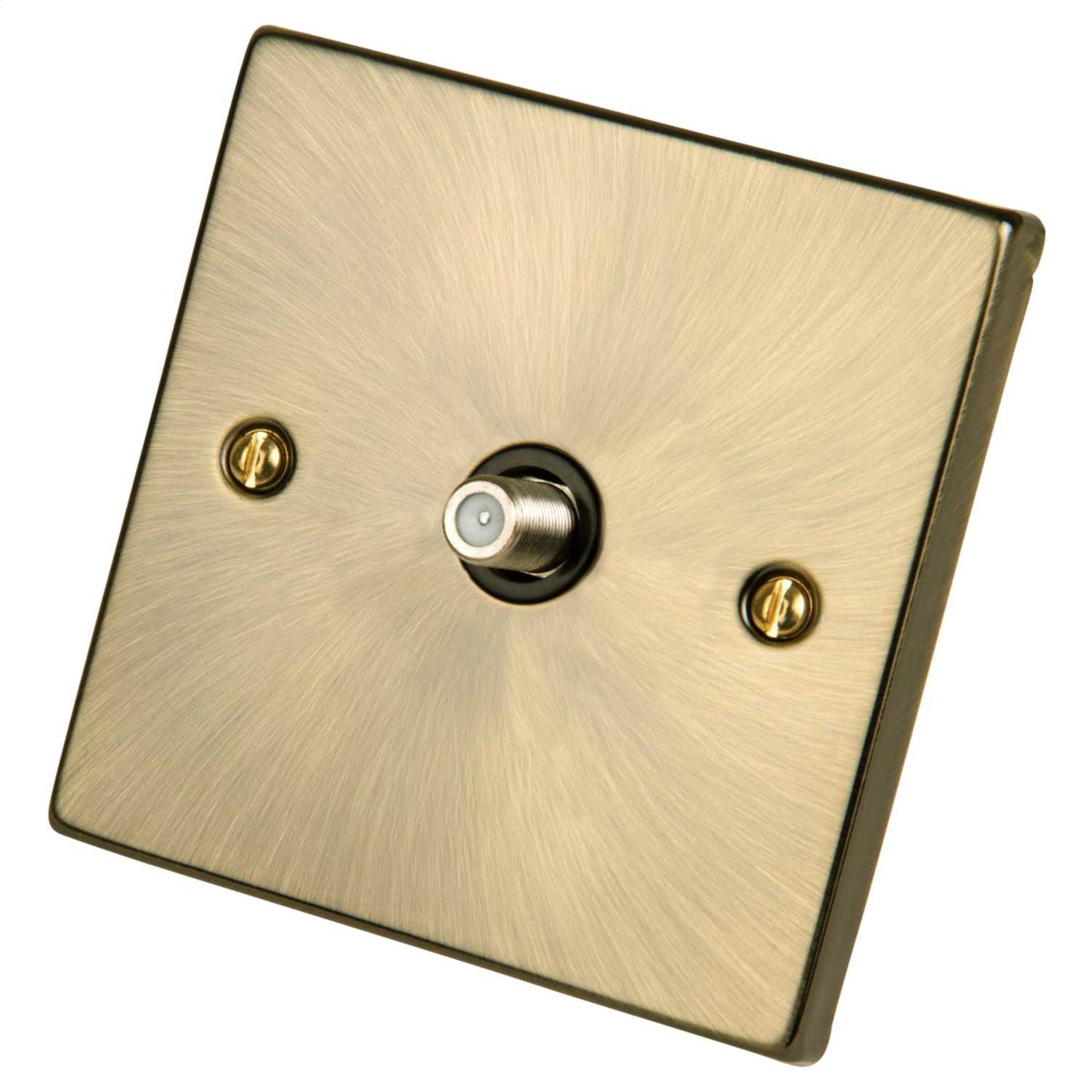 Scolmore Click Deco 1 Gang Satellite Socket Black Insert Antique Brass