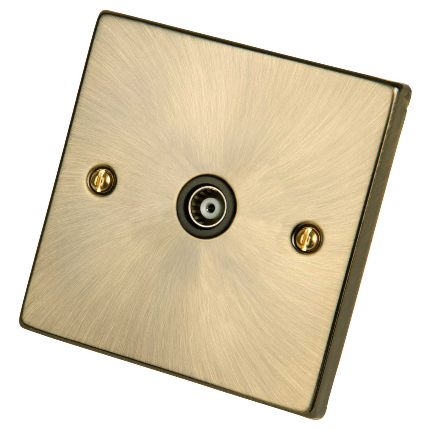 Scolmore Click Deco 1 Gang Isolated Coaxial Socket Black Insert Antique Brass