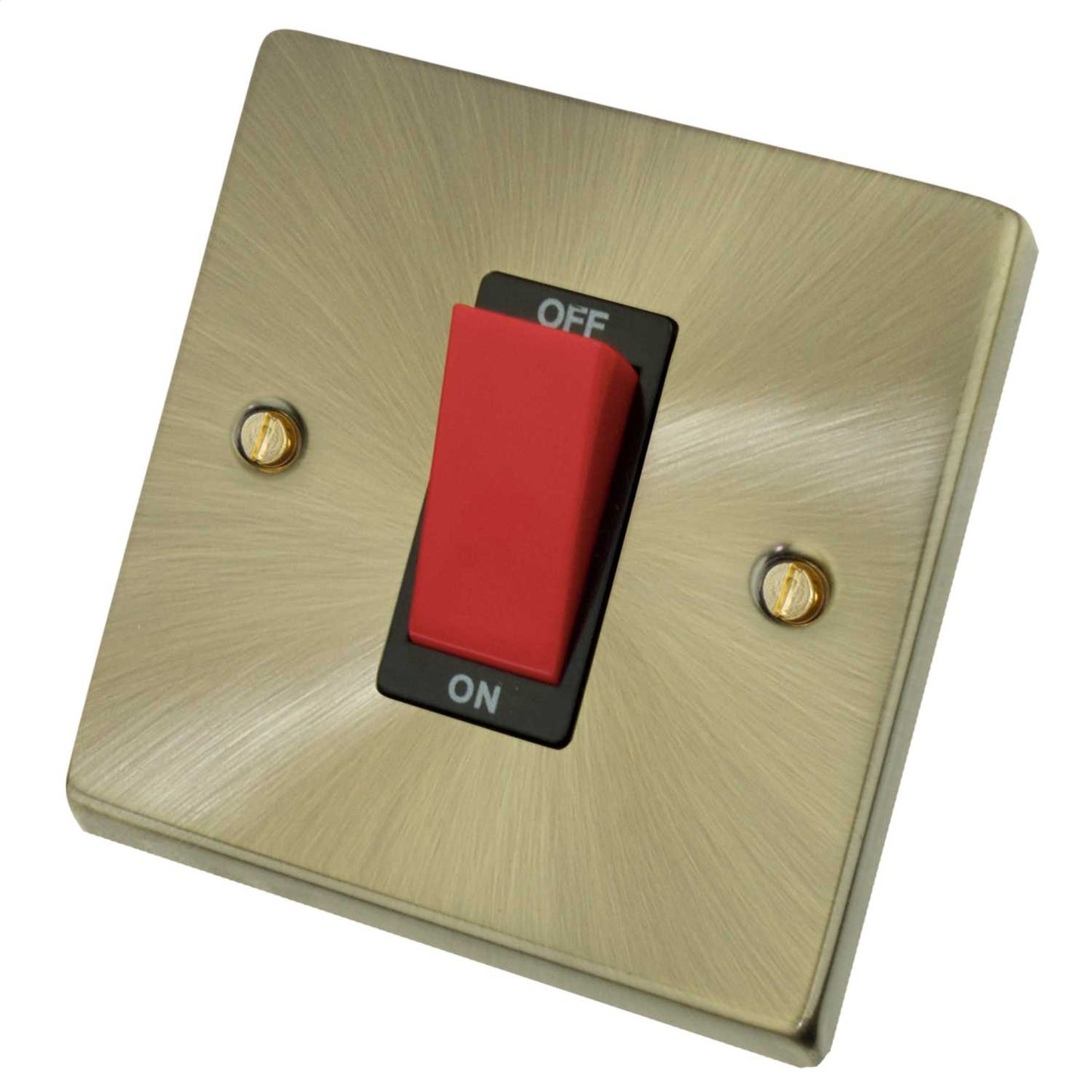 Scolmore Click Deco 45A DP 1 Gang Switch Black Insert Antique Brass