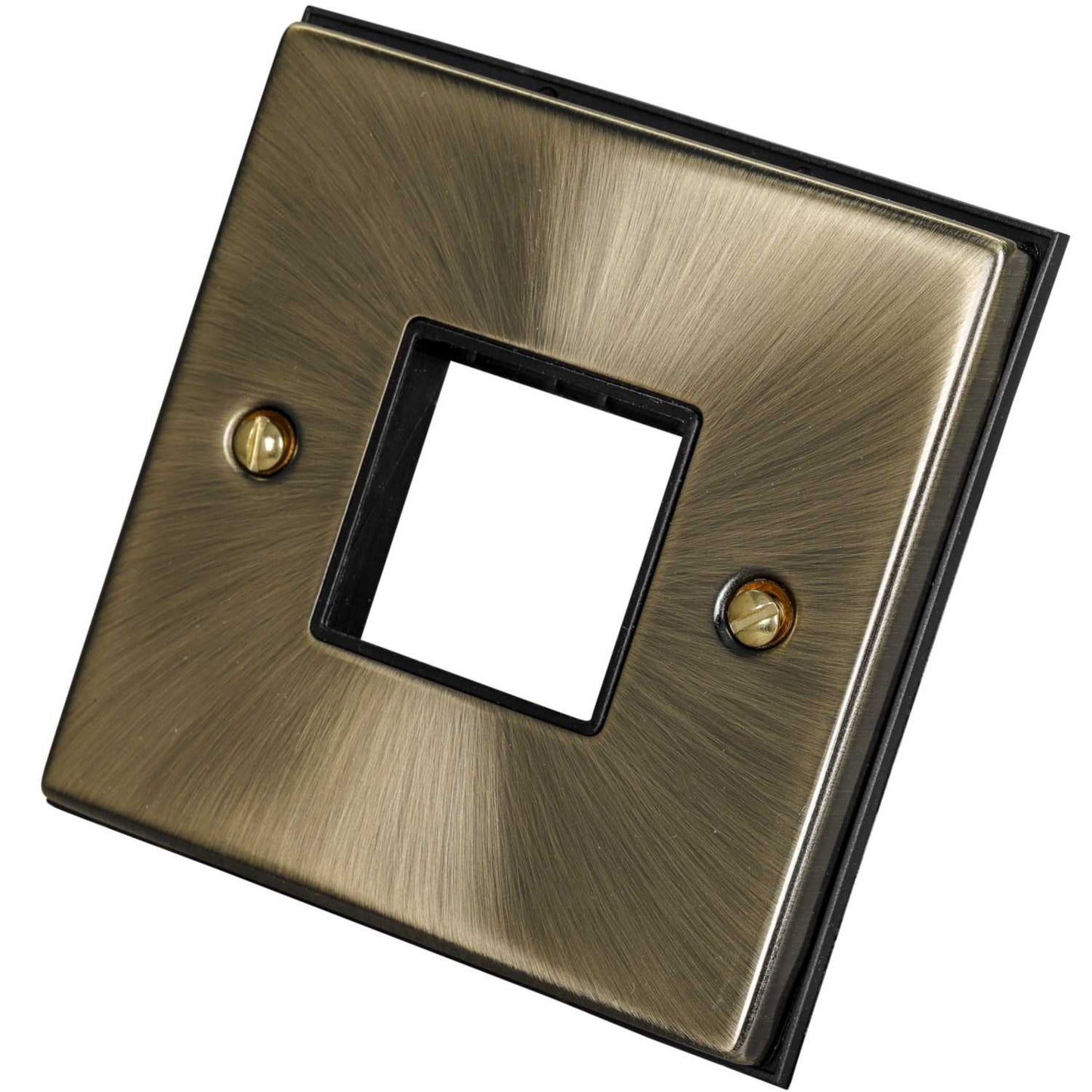 Scolmore Click Deco 1 Gang 2 Module Front Plate Black Insert Antique Brass