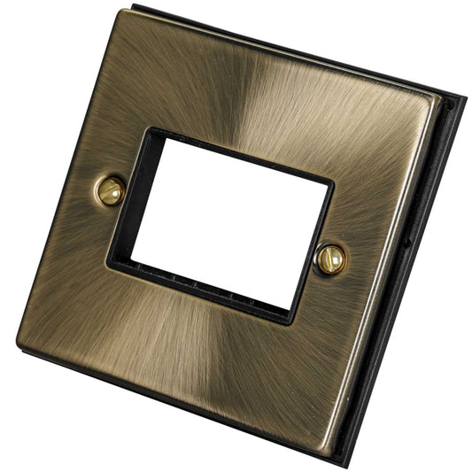 Scolmore Click Deco 1 Gang 3 Module Front Plate Black Insert Antique Brass