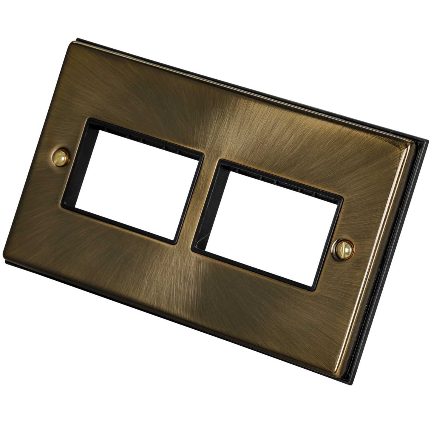 Scolmore Click Deco 2 Gang 3 + 3 Module Front Plate Black Insert Antique Brass