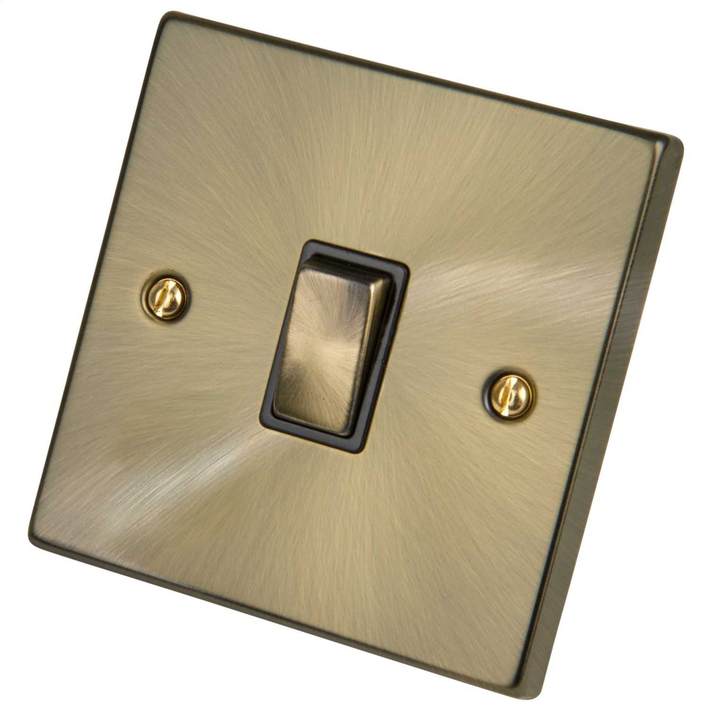 Scolmore Click Deco 10A 1 Gang 2 Way Switch Metal / Black Insert Antique Brass