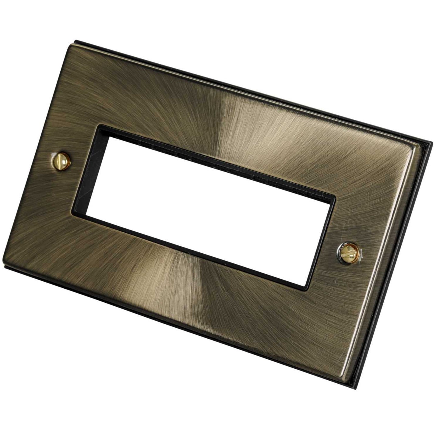 Scolmore Click Deco 2 Gang 6 Module Front Plate Black Insert Antique Brass