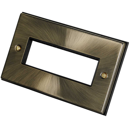 Scolmore Click Deco 2 Gang 6 Module Front Plate Black Insert Antique Brass