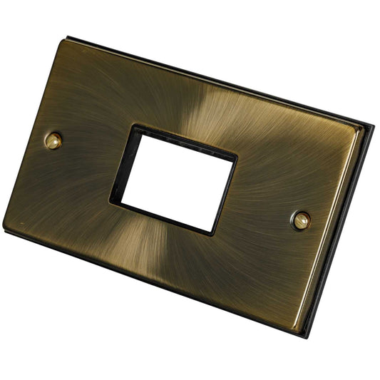 Scolmore Click Deco 2 Gang 3 Module Front Plate Black Insert Antique Brass