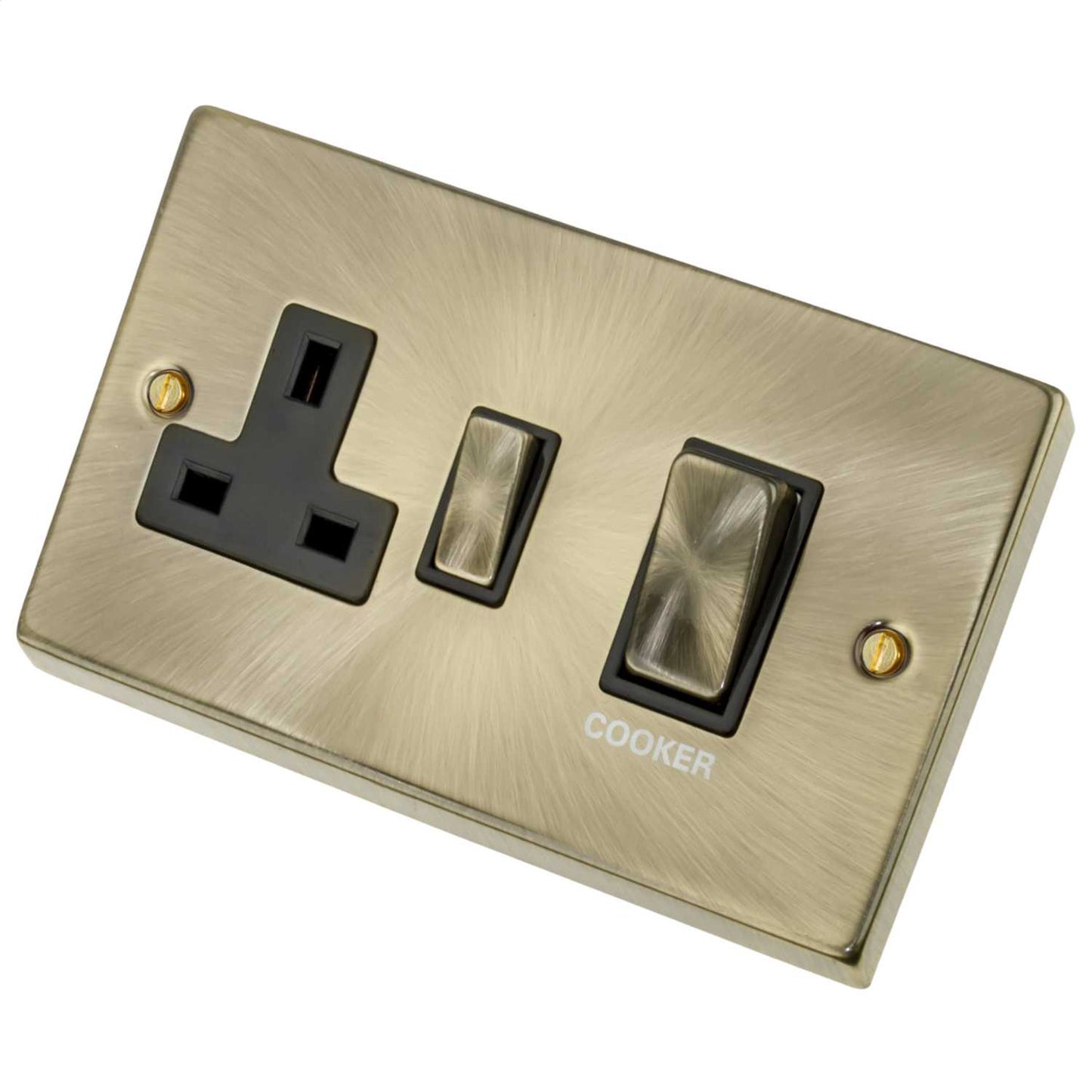 Scolmore Click Deco 45A DP Cooker Control Unit Metal / Black Insert Antique Brass