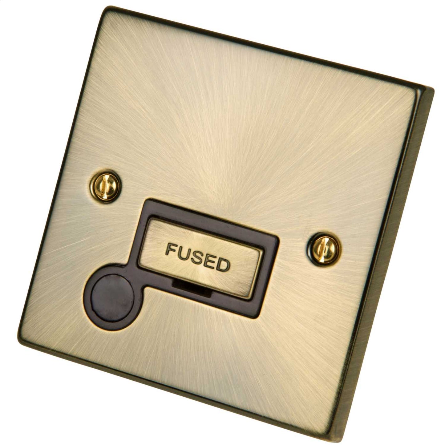 Scolmore Click Deco 13A Unswitched Fused Spur with Flex Outlet Metal / Black Insert Antique Brass