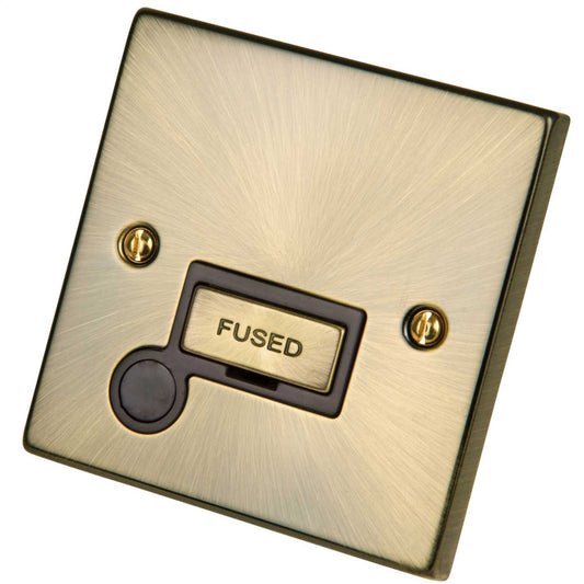 Scolmore Click Deco 13A Unswitched Fused Spur with Flex Outlet Metal / Black Insert Antique Brass