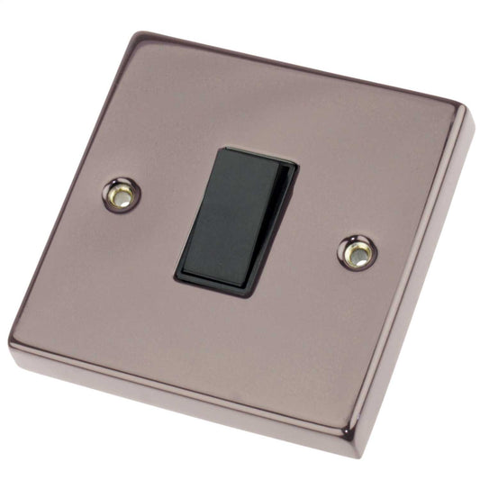 Scolmore Click Deco 10A 1 Gang 2 Way Switch Black Insert Black Nickel