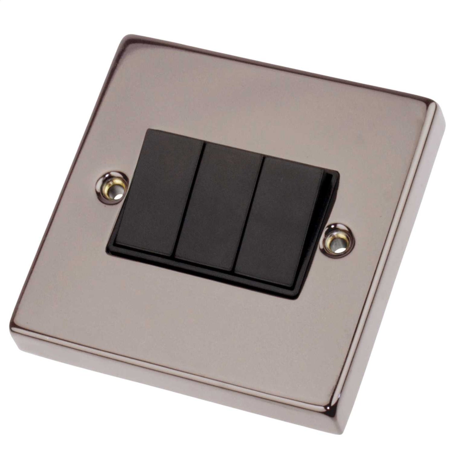 Scolmore Click Deco 10A 3 Gang 2 Way Switch Black Insert Black Nickel
