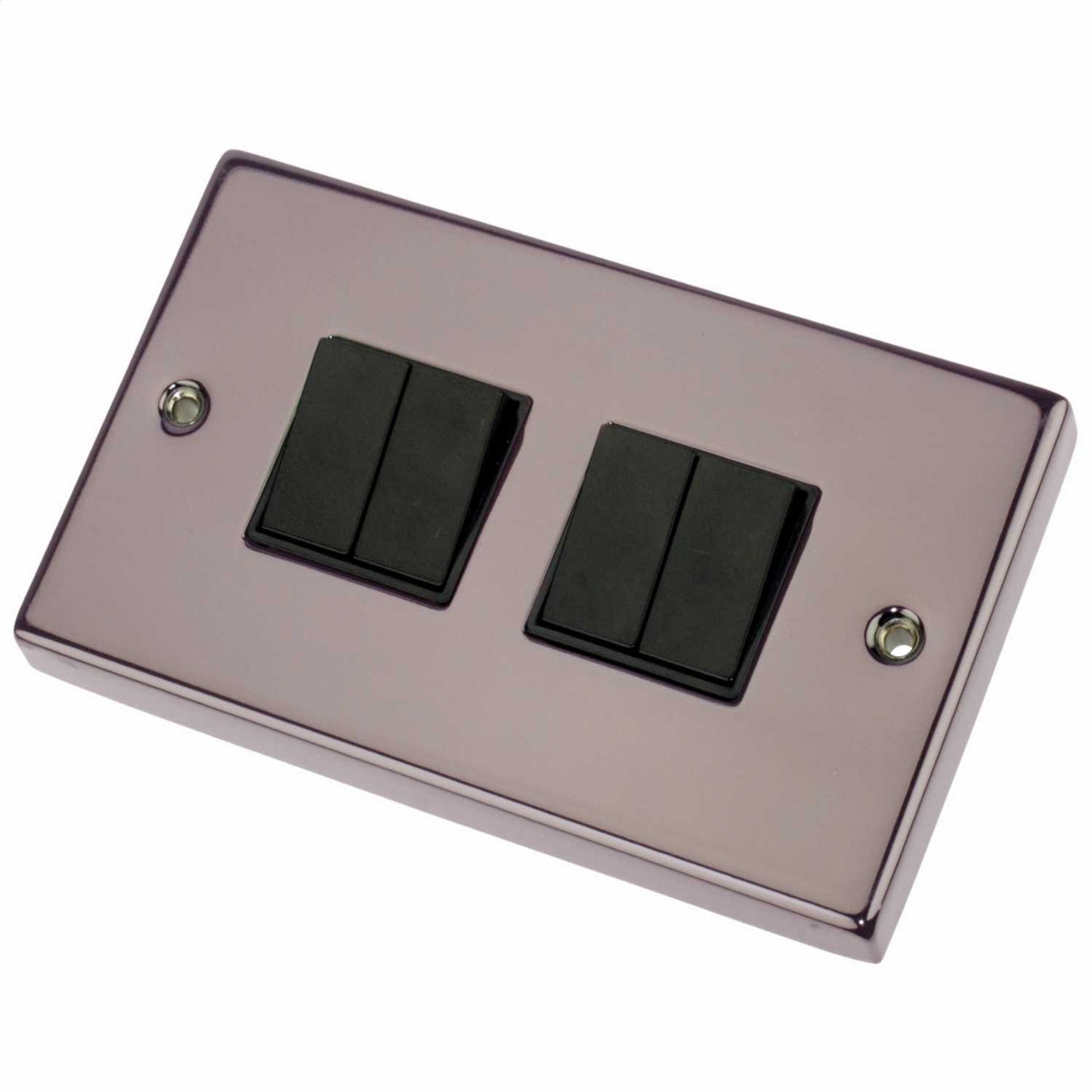 Scolmore Click Deco 10A 4 Gang 2 Way Switch Black Insert Black Nickel